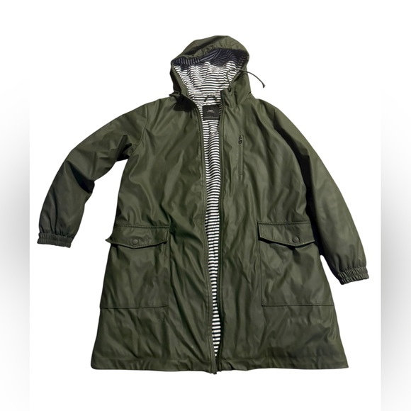 Zara Jackets & Blazers - Zara Olive Green Hooded Rain Jacket XL